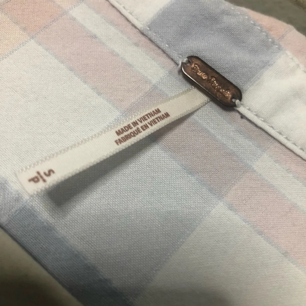 Free People Loveland Plaid Button Down Shirt Small